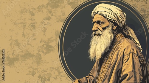 Al Farabi Also Known As Alpharabius Philosopher Illustration, Empty Space for Text or Quote, Islamic Golden Age - Second Teacher photo