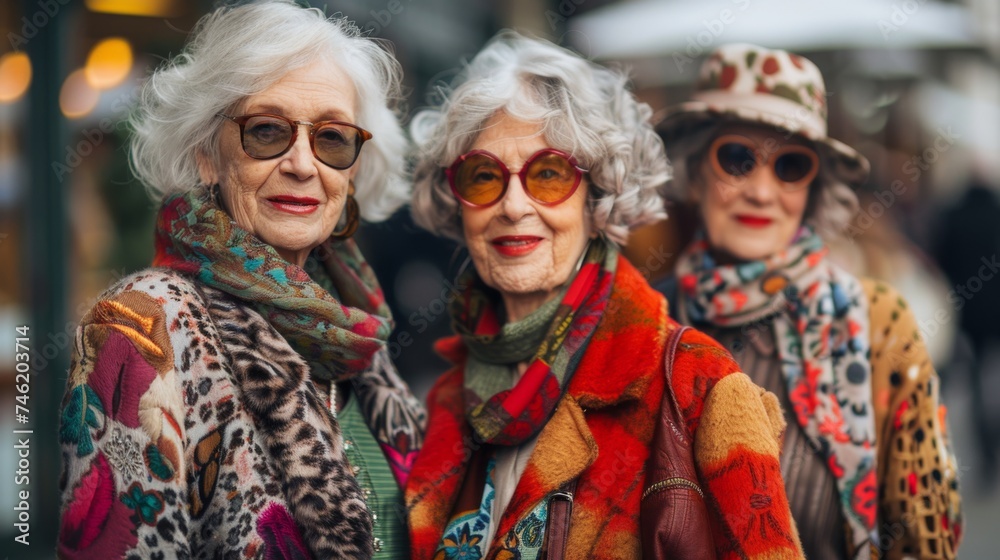 Group of woman, Showcasing the elegance and sophistication of senior fashion and style