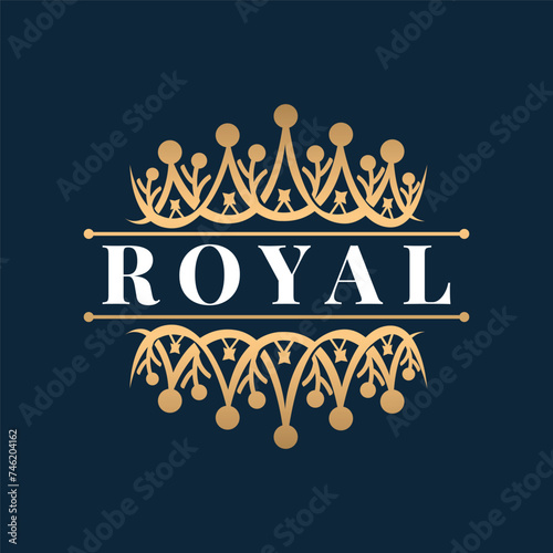 Crown logo design simple beautiful luxury jewelry king and queen princess royal templet illustration