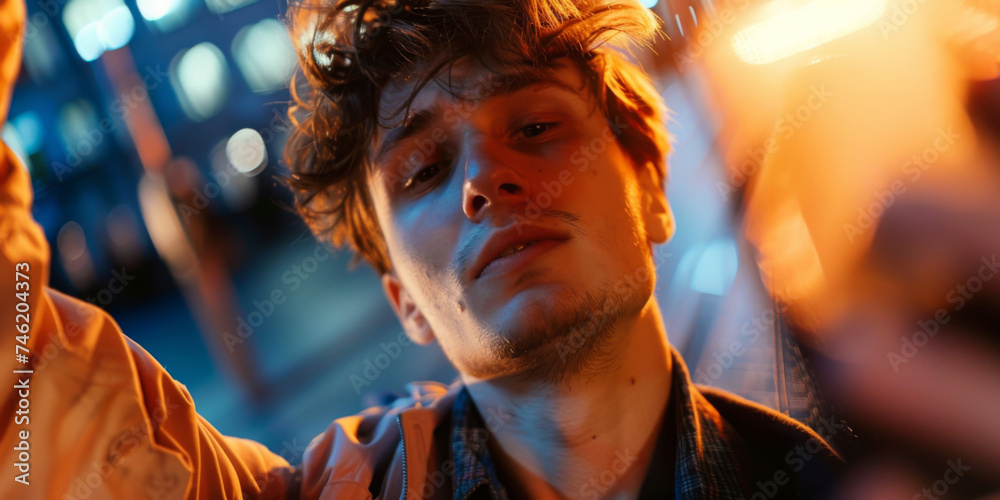 young man who is taking a selfie, generative AI young man who is taking a selfie, generative AI