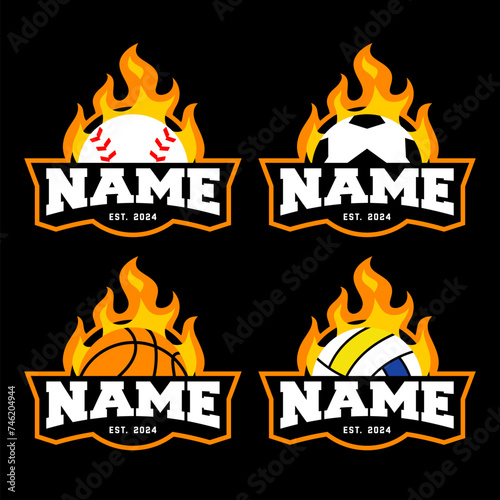 BALLS VECTOR LOGO WITH FLAME