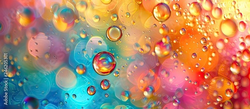 This close-up photo shows water droplets gathered on a window  creating a captivating pattern. The transparent droplets reflect light  adding a dynamic element to the image.