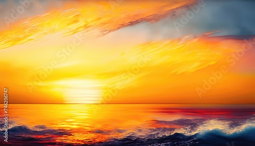 Abstract blurred yellow and orange sea sunrise background © ROKA Creative