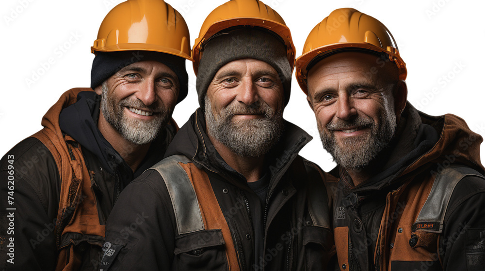 illustration of a group of older male construction workers illustration of a group of older male construction workers