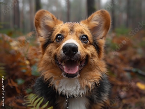 Generative AI : Corgi showing his ass with a smile in the forest © The Little Hut