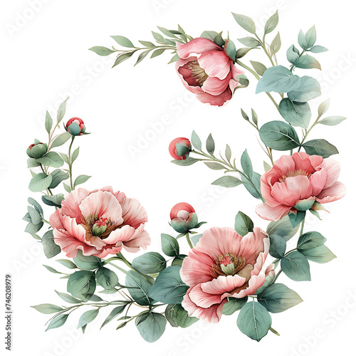 Graceful Pink Flower with Eucalyptus Touch