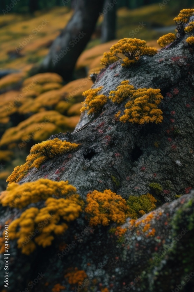 Close-up of lichen on a tree branch Close-up of lichen on a tree branch