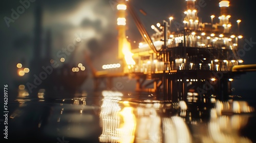 Generative AI : Oil and gas platform with gas burning, Power energy.