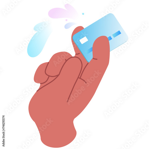 Hand with bank card for payment