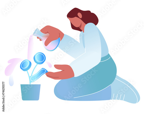 female investor growing her money tree