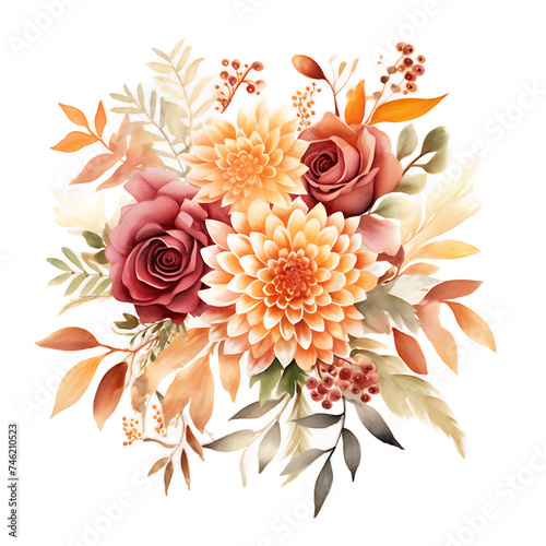 Graceful Dahlia, Rose, and Eucalyptus in Autumn Tones