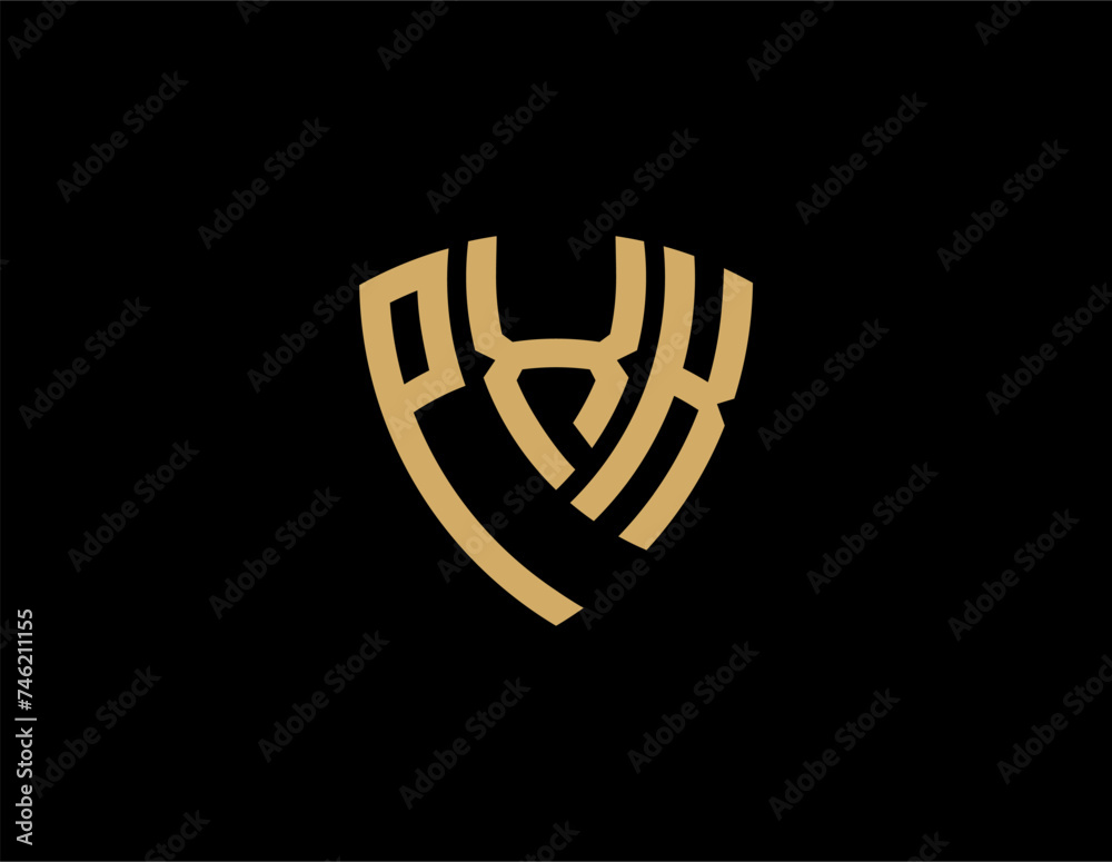 PXK creative letter shield logo design vector icon illustration PXK creative letter shield logo design vector icon illustration