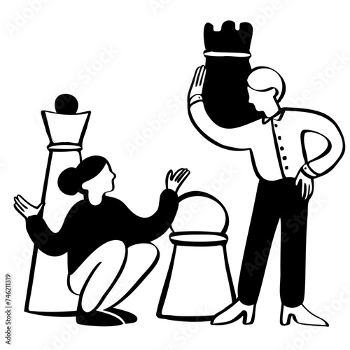 People discussing strategy while playing chess