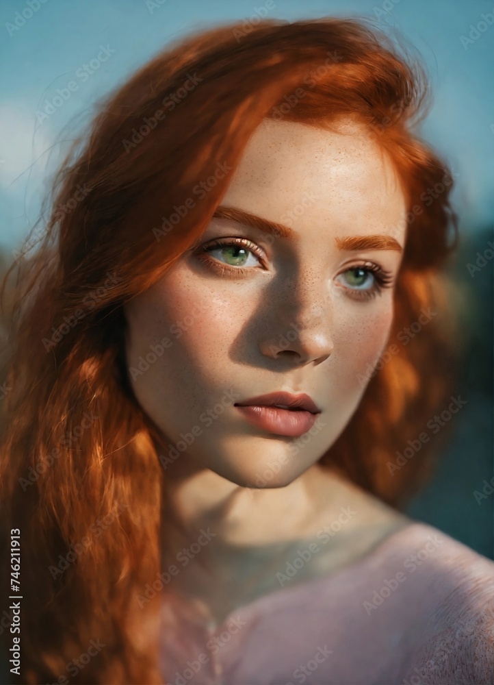 photo of attractive woman red hair photo of attractive woman red hair