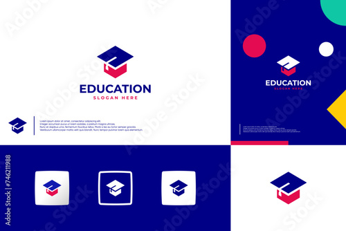 education logo , hat , smart , logo design template.