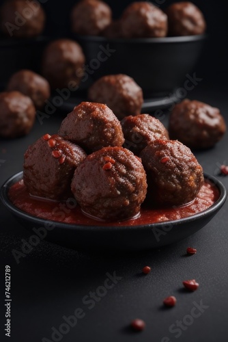 a plate of meatballs with sauce © RENDISYAHRUL