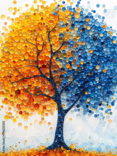 Blue gold design abstract art tree illustration 