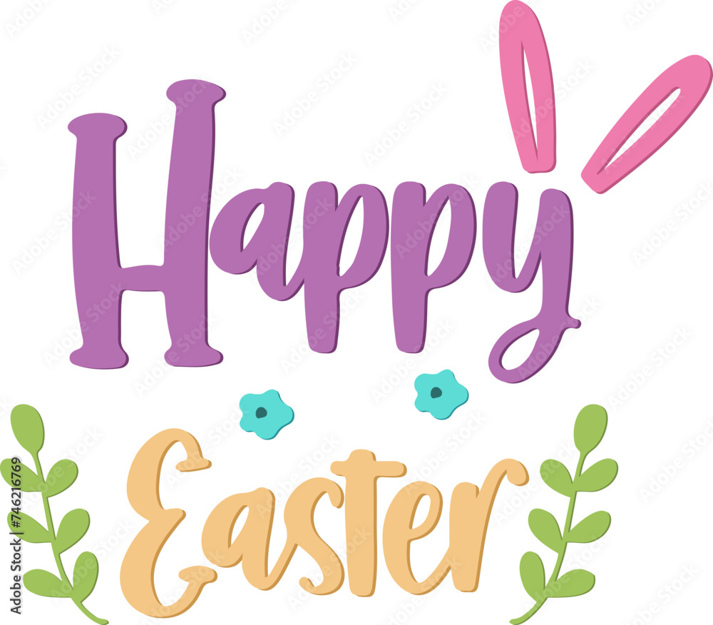 Illustrative Handwritten Happy Easter Typography Illustrative Handwritten Happy Easter Typography