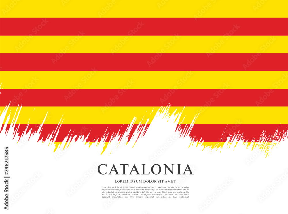 Flag of Catalonia vector illustration - obrazy, fototapety, plakaty 
