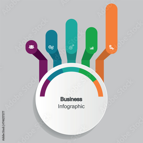 Business Infographic with five Strategic Steps