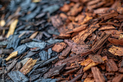 Closeup image of mulch, showcasing its texture - Generative AI