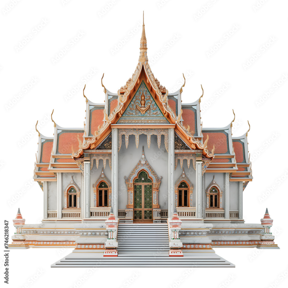 Thai temple on transparent background