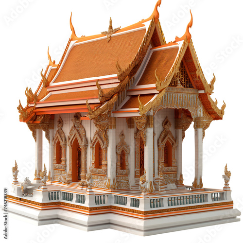 Thai temple on transparent background