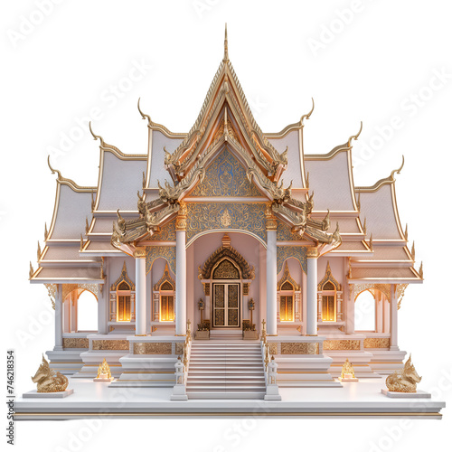 Thai temple on transparent background