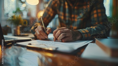 Man signing papers for new home photo