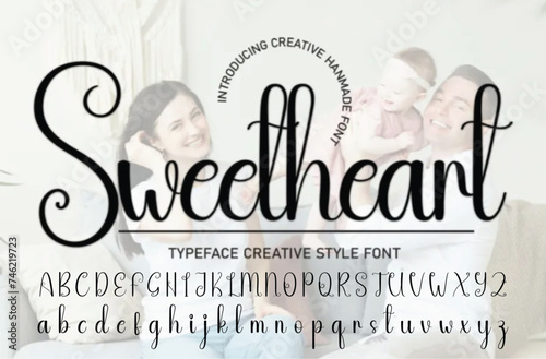 Hand drawn vector alphabet. Modern monocline signature script font. Chloe Signature Font photo