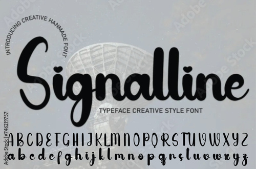 Hand drawn vector alphabet. Modern monocline signature script font. Chloe Signature Font photo