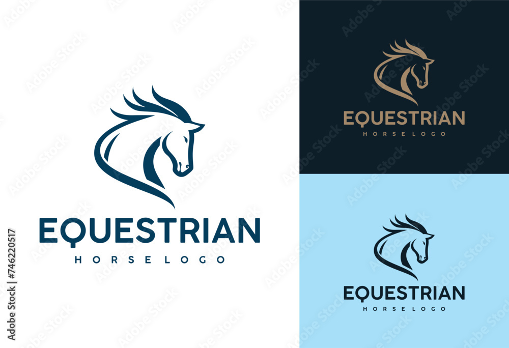 luxury horse head logo design Vector illustration luxury horse head logo design Vector illustration