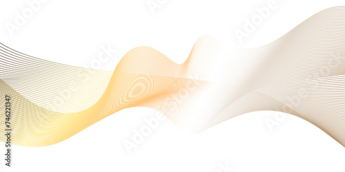 Minimal technology futuristic yellow and gray carve wave lines abstract background. Modern transparent Line art striped graphic template. Thin line wavy abstract vector background. Curve wave.