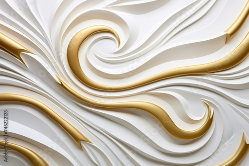 Fototapeta Naklejka Na Ścianę i Meble -  modern 3d abstraction wallpaper, gold and white, geometric, gradient
