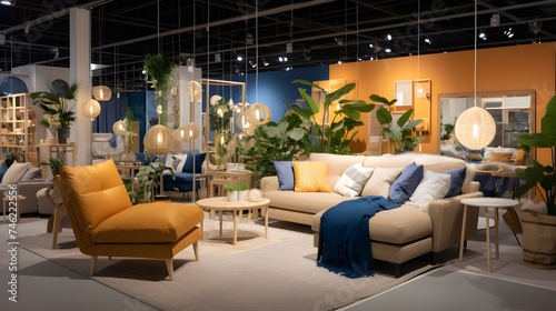 living room with furniture in showroom mall