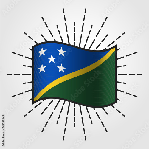 Vintage Solomon Islands National Flag Illustration