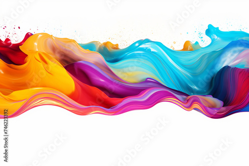 colorful liquid paint, white background, colorful liquid dripping, digital art © Salawati
