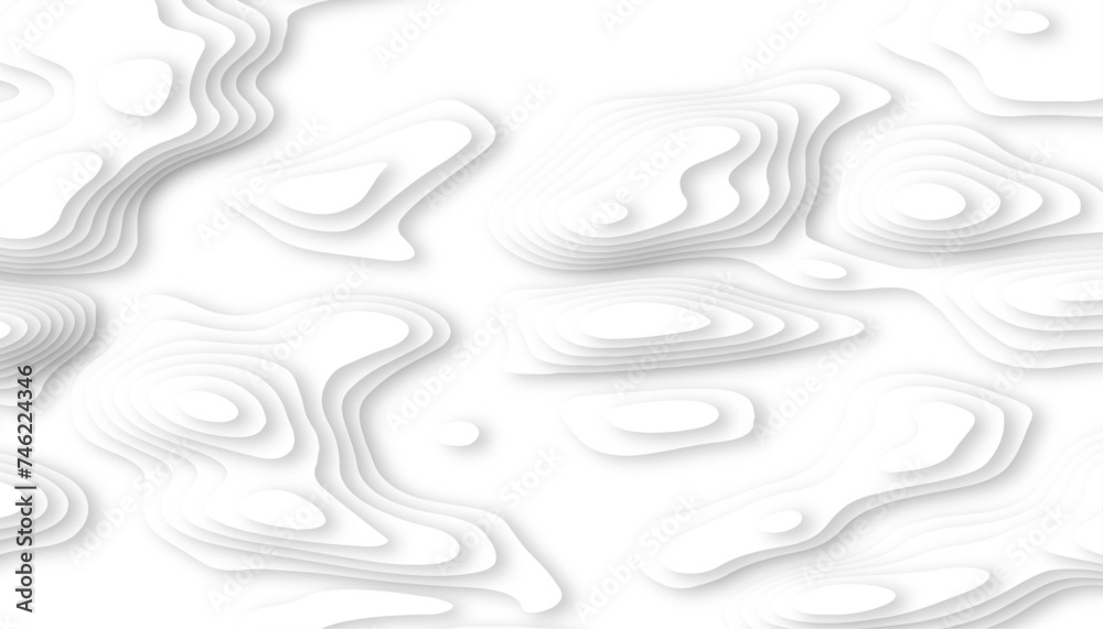 White papercut layers vector banner. Abstract paper cut art background design for website template. Topography map concept or smooth origami paper cut.