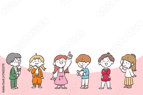 見上げる子供達のイラスト素材