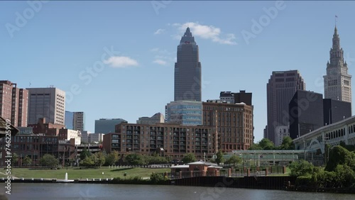 Cleveland Skyline on the Water Panning photo