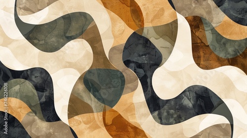 Wallpaper Mural Abstract panorama of overlapping organic shapes in earth tones, creating a harmonious and natural background. Torontodigital.ca