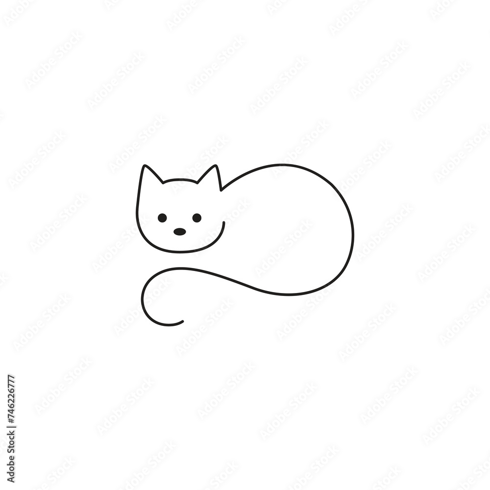 Fototapeta premium cute cat animal minimal logo design graphic vector