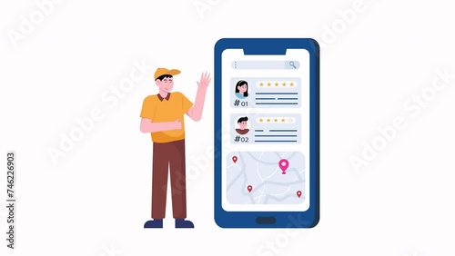 A Man Is Checking Online Orders Animation