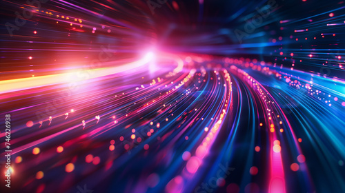 High-speed abstract light motion depicting technology and business themes, with a blurred image effect