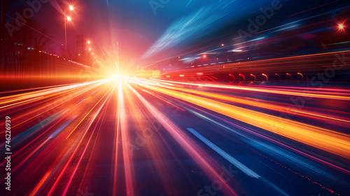 High-speed abstract light motion depicting technology and business themes, with a blurred image effect © Ju Wan Yoo