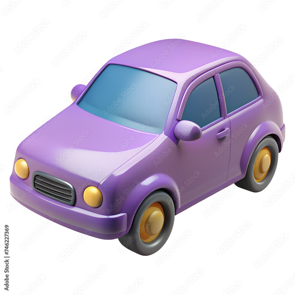 3 d illustration of toy car on isolated background.