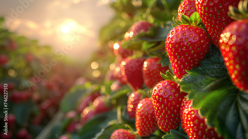 strawberry fruit field harvesting in the garden