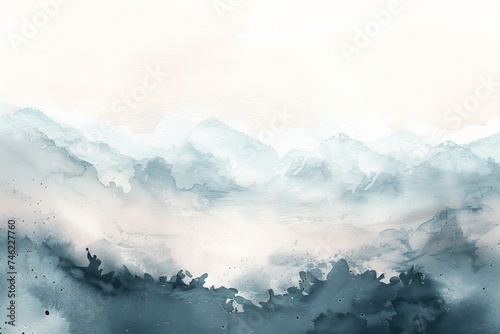 Watercolor abstract landscapes, serene and minimalist, with subtle color gradients and textures for modern art and decor. photo