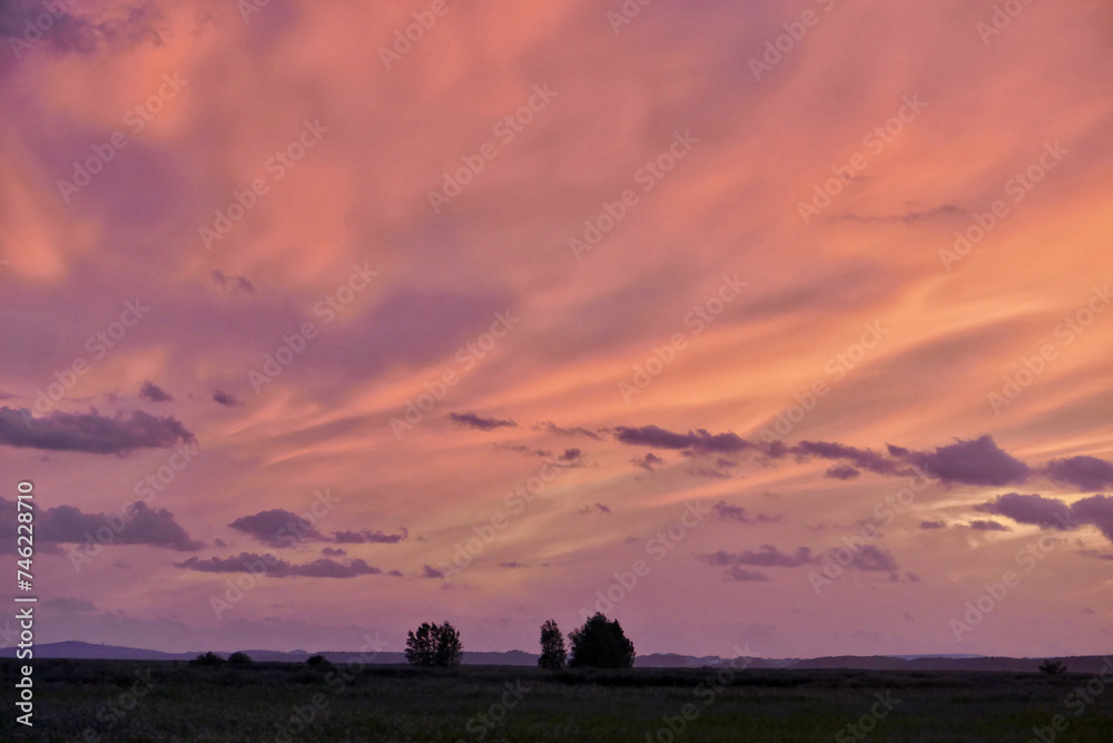 Sunset in rural Masuria, Poland