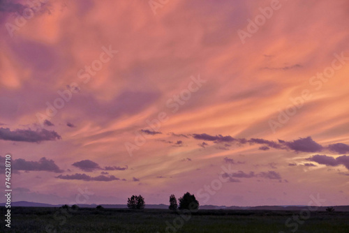 Sunset in rural Masuria  Poland